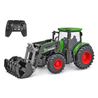 Kids Globe R/C traktor zelený 27cm s předním nakladačem na baterie se světlem 2,4GHz