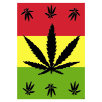 Plakát, Obraz - Marijuana Leaf - On rasta colours, (59.4 x 84 cm)