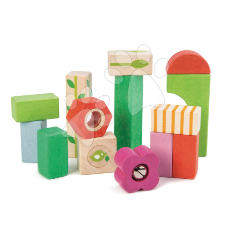 Dřevěné kostky lesní školka Nursery Blocks Tender Leaf Toys s malovanými obrázky a funkcemi 12 d