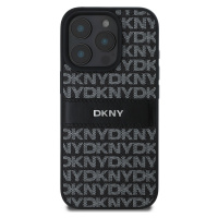 Zadní kryt DKNY PU Leather Repeat Pattern Tonal Stripe pro Apple iPhone 16 Pro Max, černá