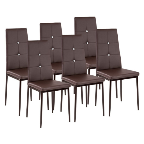 tectake 402541 6 jídelních židlí, ozdobné kamínky - cappuccino - cappuccino