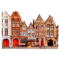 Fotografie Medieval houses standing in a row, Bruges, Belgium, Alexander Spatari, 40 × 26.7 cm