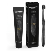 Curasept Black Luxury bělící zubní pasta s aktivním uhlím, 75ml + zubní kartáček