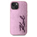 Zadní kryt Karl Lagerfeld Wrinkled PU Signature Logo pro Apple iPhone 15, růžová