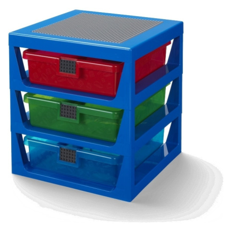 Lego® organizér se třemi zásuvkami - modrá