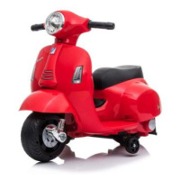 Elektrická motorka Vespa GTS, červená, s pomocnými koly, Licencované, 6V Baterie, 30W