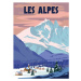 Ilustrace Les Alpes Ski resort poster, retro., VectorUp, (30 x 40 cm)