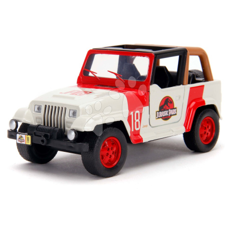 Autíčko Jeep Wrangler Jurassic World Jada kovové s otevíracími dveřmi délka 10,2 cm 1:32
