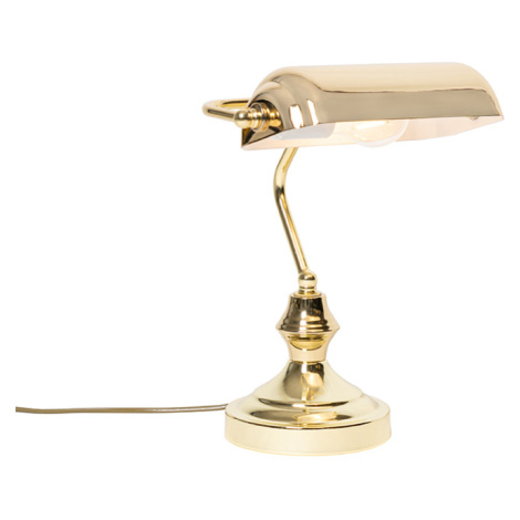 Klasická stolní lampa/lampa notářská mosaz - Banker QAZQA
