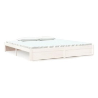 Rám postele bílý masivní dřevo 200 × 200 cm, 814970
