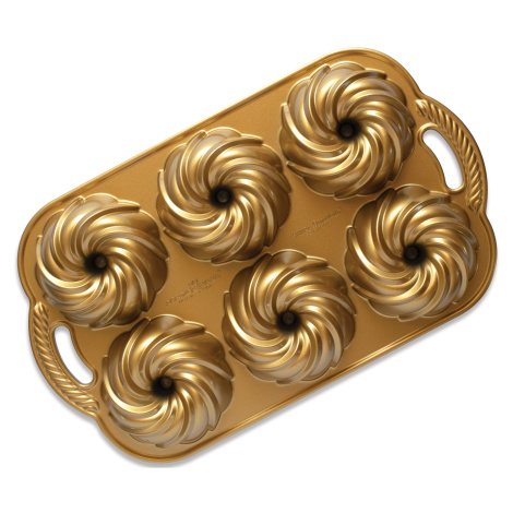 Nordic Ware Forma na 6 minibábovek Swirl, zlatá, 710 ml 93977