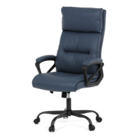 Kancelářská židle, tmavě modrá ekokůže, taštičkové pružiny, kovový kříž, kolečka na tvrdé podlah