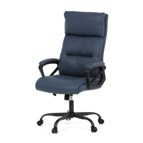 Kancelářská židle, tmavě modrá ekokůže, taštičkové pružiny, kovový kříž, kolečka na tvrdé podlah Autronic
