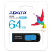 ADATA Flash Disk 64GB UV128, USB 3.1 Dash Drive (R:90/W:40 MB/s) černá/modrá