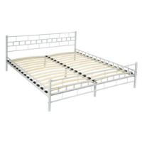 Kovová postel dvoulůžková včetně lamelových roštů - 200 × 180 cm,bílá