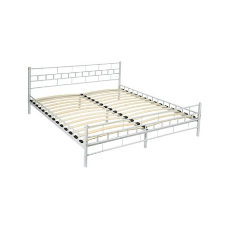 Kovová postel dvoulůžková včetně lamelových roštů - 200 × 180 cm,bílá tectake