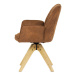 Židle jídelní s područkami, hnědá látka, dubové nohy, otočná P90°+ L 90° s vratným mechanismem -