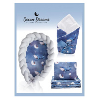 Saténová výbava pro novorozence 4v1 - Ocean Dreams / šedá
