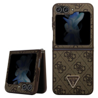 Guess 4G PU Leather Triangle kryt Samsung Galaxy Z Flip5 hnědý