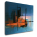 Impresi Obraz Abstrakt modrý s oranžovým detailem - 90 x 70 cm