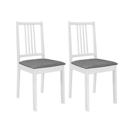 Jídelní židle s poduškami 2 ks bílé masivní dřevo SHUMEE