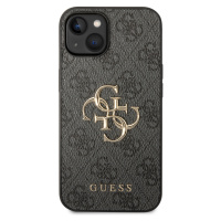 Zadní kryt Guess PU 4G Metal Logo pro Apple iPhone 15 Plus, šedá