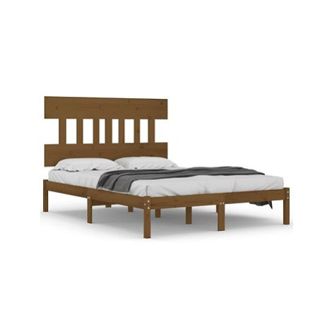 Rám postele medově hnědý masivní dřevo 140 × 200 cm, 3104741 SHUMEE