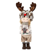 H&L Vánoční dekorace, stojící chlapec s čepicí Sob, v 38 cm, hnědá, béžová