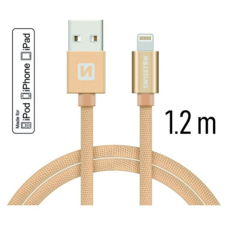 DATOVÝ KABEL SWISSTEN TEXTILE USB / LIGHTNING MFi 1,2 M  Zlatá