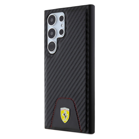 Zadní kryt Ferrari PU Leather Bottom Carbon pro Samsung Galaxy S24 Ultra, black G3FERRARI