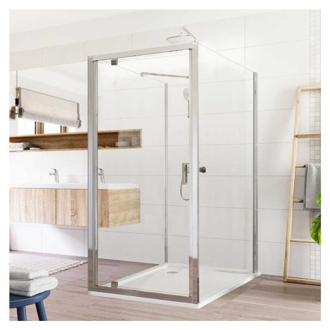 Mereo Sprchový kout Lima, obdélník do prostoru U, pivotový, 80x90x80 cm, chrom ALU, sklo Čiré CK