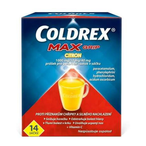 COLDREX MAXGRIP CITRON 1000MG/10MG/40MG POR PLV SOL SCC 14 II OMEGA