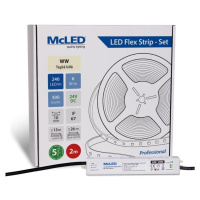 McLED LED pásek - sada 2 m, 240 LED/m, WW, 6 W/m, DC 24V, 500 lm/m, CRI90, IP67, 10 mm, vodič 3 