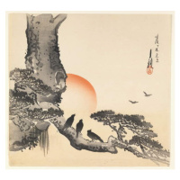 Gekko, Ogata - Obrazová reprodukce Crows on a Tree Trunk, (40 x 40 cm)