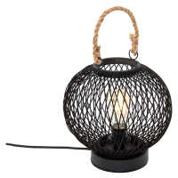 Venkovská venkovní stolní lampa černý ratan - Calamus