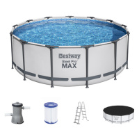 Bestway Bazén s ocelovým rámem Steel ProMAX™ s filtračním zařízením a bezpečnostními schůdky, Ø 