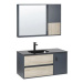 Sada koupelnového nábytku se zrcadlovou skříňkou 100 cm světlé dřevo / šedá TERUEL, 310659