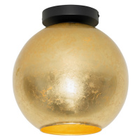 Designové stropní svítidlo černé se zlatým sklem - Bert