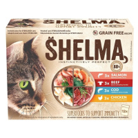 Shelma Cat kuřecí hovězí losos a treska 12 x 85 g