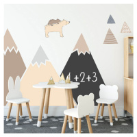 Dětské samolepky na zeď - Hnědé hory a kopce s tabulovou fólií