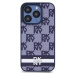 DKNY PU Leather Checkered Pattern and Stripe kryt iPhone 15 Pro modrý