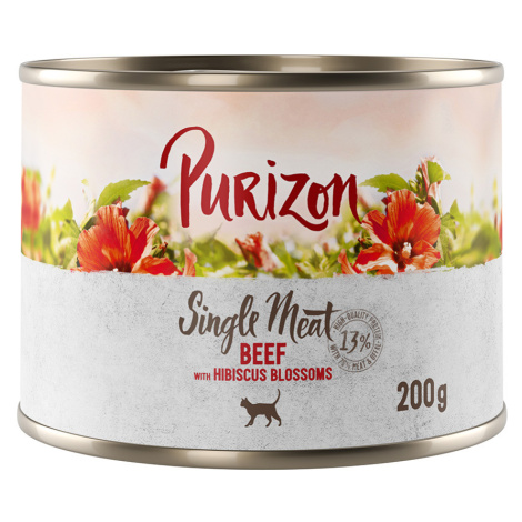Purizon Single Meat 12 x 200 g - výhodné balení - hovězí s květy ibišku