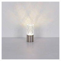 Globo Nabíjecí stolní lampa LED Lunki, niklová barva, výška 19 cm, CCT