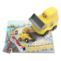 Dřevěné puzzle buldozer