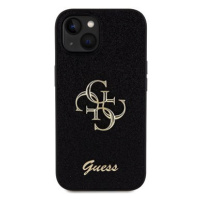 Guess PU Fixed Glitter 4G Metal Logo Zadní Kryt pro iPhone 15 Black