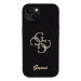 Guess PU Fixed Glitter 4G Metal Logo Zadní Kryt pro iPhone 15 Black