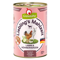 Výhodné balení GranataPet Liebling's Mahlzeit 24 x 400 g - jehněčí a kuřecí srdíčka