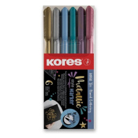 Popisovač Kores Style Brush Marker Metallic, 6 barev Kores