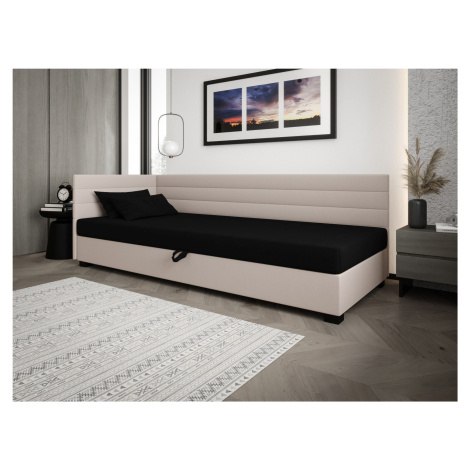 Čalouněná postel 110x195 KASANDRA PLUS 2 s úložným prostorem - černá / ecru
