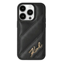 Karl Lagerfeld Diagonal Quilted Script Pouzdro pro iPhone 14 Pro Max – černý